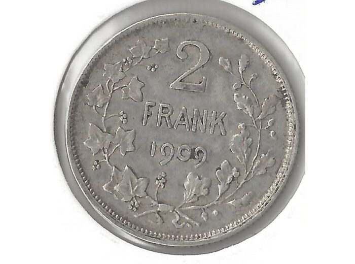 BELGIQUE 2 FRANK 1909 FL TTB