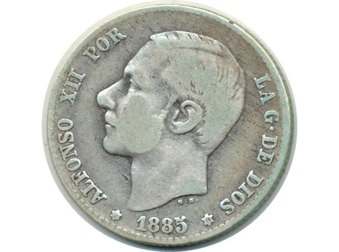 ESPAGNE 1 PESETA 1885 MSM ALFONSO XII TB+ (W686)