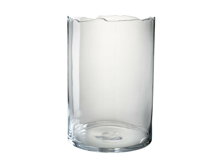 Photophore bord irrégulier verre transparent long 27x27x39cm