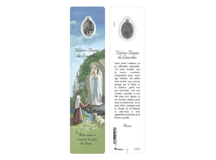 Signet plastifié avec médaille -ND DE LOURDES