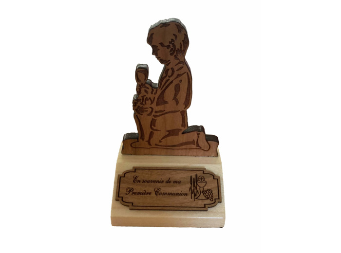 Bloc Souvenir en Erable 9cm - COMMUNION GARCON - Anglais