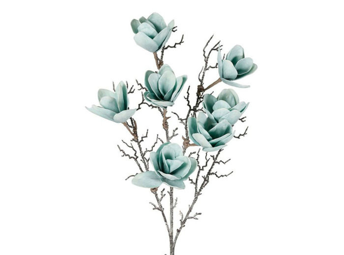 Tige Magnolia Artificielle Géante Turquoise en Polyester 107cm