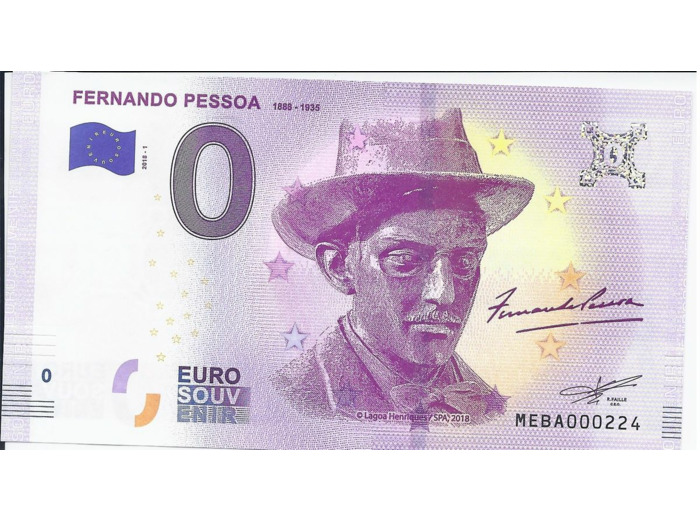 PORTUGAL 2018-1 FERNANDO PESSOA 0 EURO BILLET SOUVENIR TOURISTIQUE