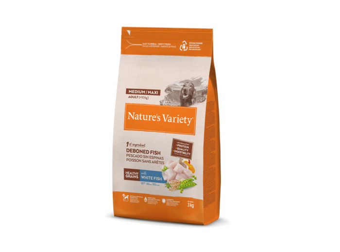 Nature's Variety, HEALTHY GRAIN ADULT MED/MAXI POISSON BLANC - 3KG