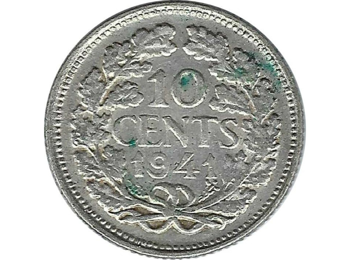 PAYS-BAS HOLLANDE 10 CENTS 1941 TTB