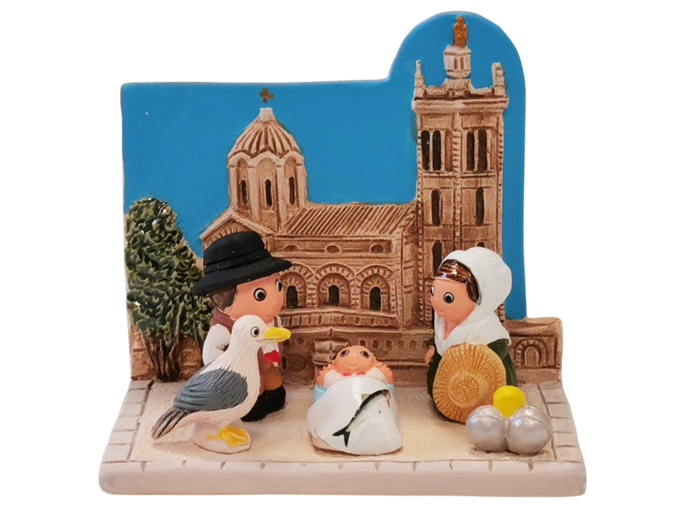CRECHE en céramique BLOC 8x7cm- NOTRE DAME DE LA GARDE