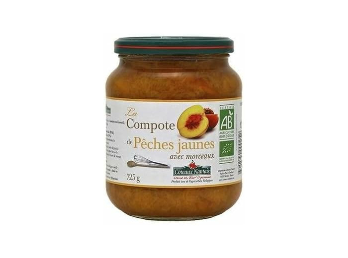 Compote pêche jaune morceaux 725g Côteaux Nantais