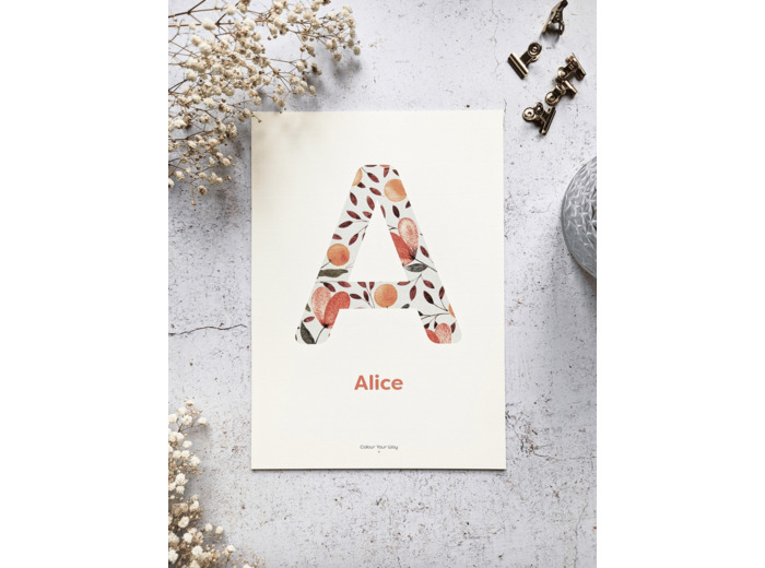 Affiche Monogramme "Mosaïque fleurie"