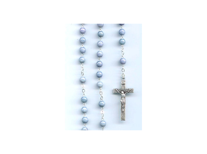 Chapelet Labradorite  ARGENTÉ-Coeur STE THÉRÈSE