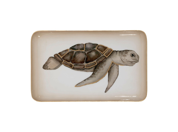 Plateau tortue métal beige 26x16x26cm