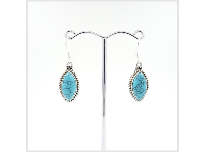 Boucles Turquoise en argent massif