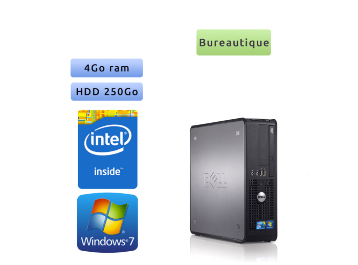 Dell Optiplex 780 SFF - Windows 7 - C2Q 4GB 250GB - Ordinateur Tour Bureautique PC