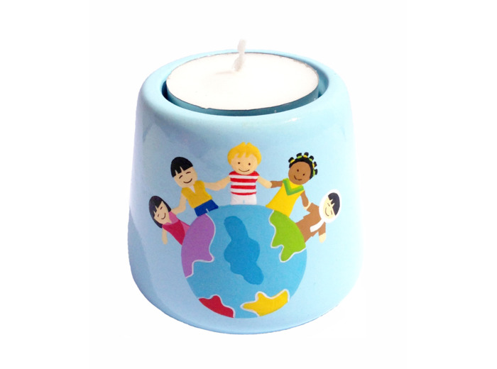 Bougeoir Enfants du Monde bleu 6,5cm