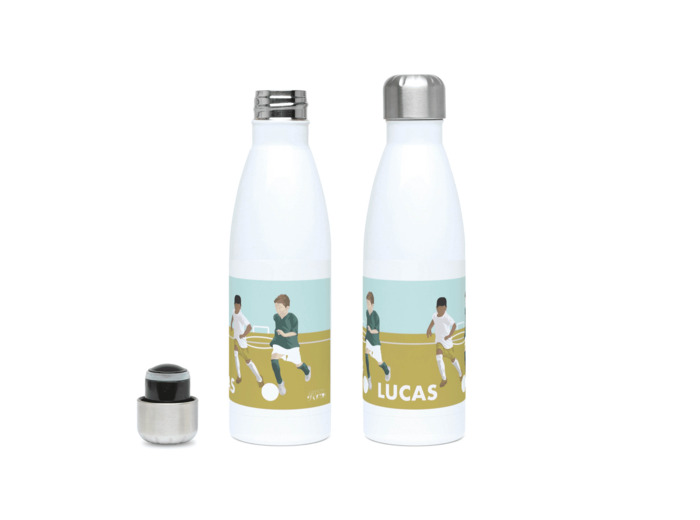 Gourde isotherme football "Les deux footballeurs" - personnalisable