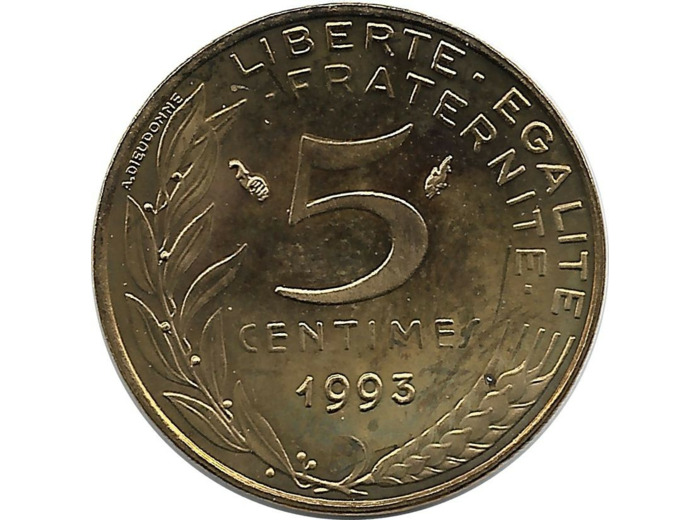 FRANCE 5 CENTIMES LAGRIFFOUL 1993 BE