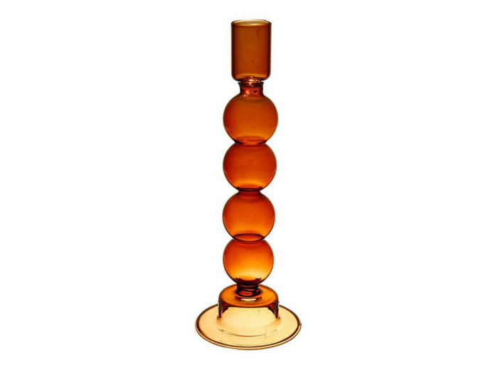 Bougeoir verre ambre orange 8x8x24cm