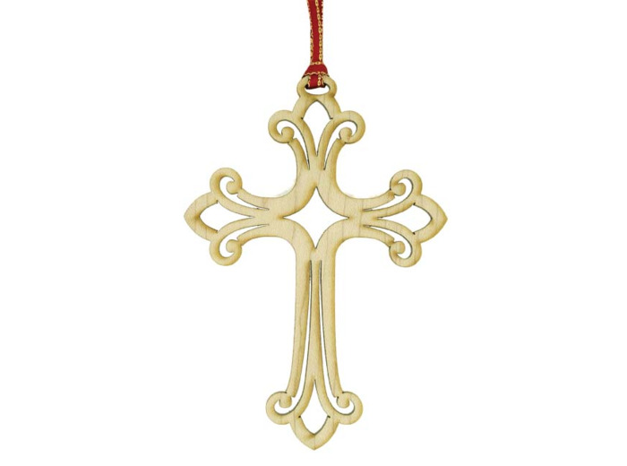 Pendentif en Erable 8,9cm - CROIX AJOURE