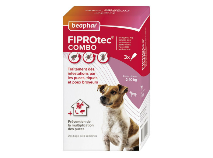 Pipettes antiparasitaires FIPROtec Combo pour petit chien 2-10kg - x3