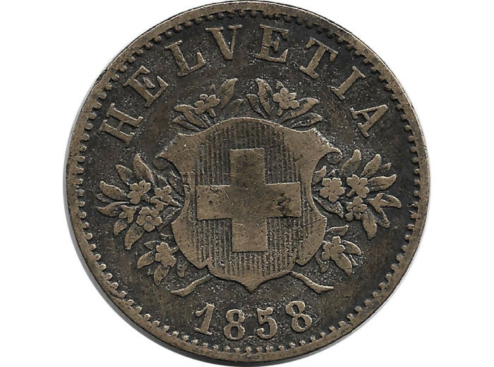 SUISSE 20 RAPPEN 1858 B TTB