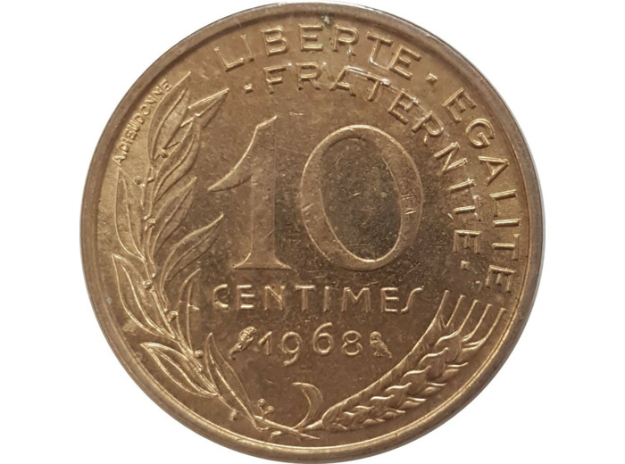 FRANCE 10 CENTIMES LAGRIFFOUL 1968 SUP