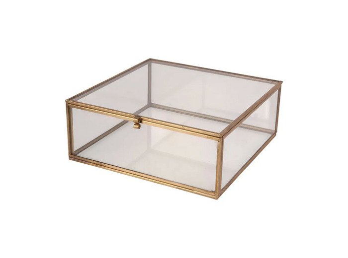 Boîte à bijoux verre doré 20x20x8cm