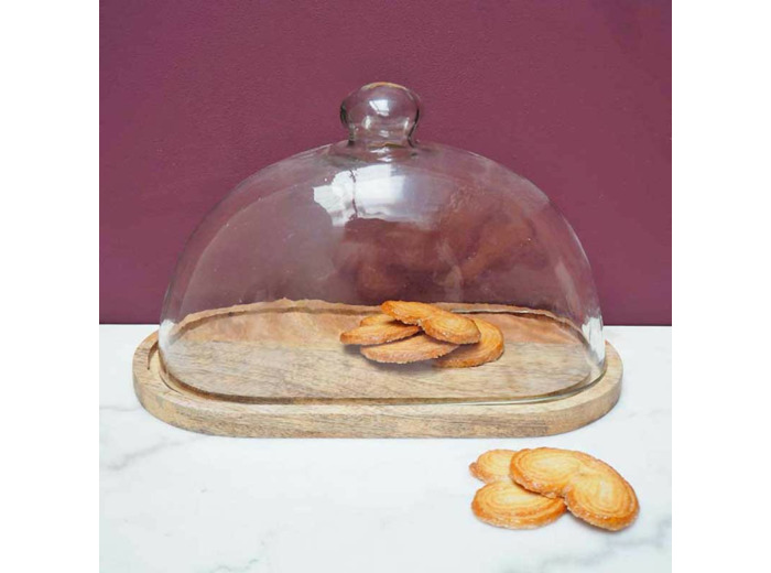 Plateau avec cloche ovale Chehoma 18x18x31cm