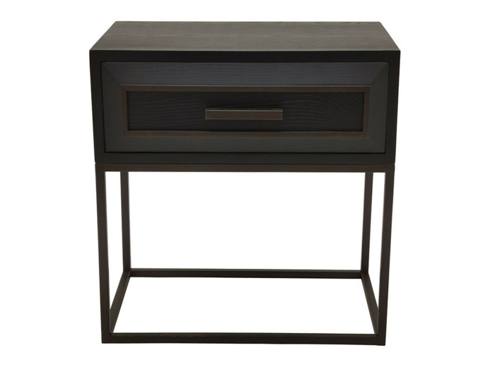 Table de chevet bois noir Lixly 53x35x55cm