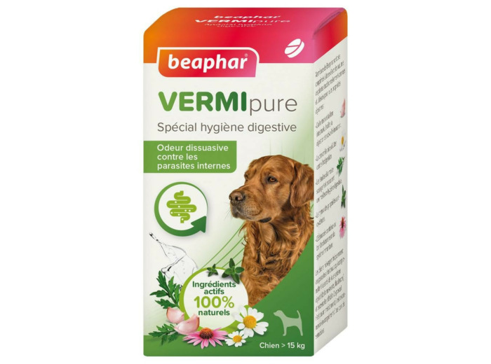 Comprimés VERMIpure purge aux plantes pour chien de +15kg