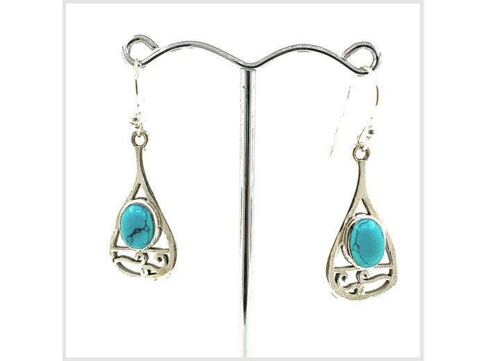 Boucles d'oreilles Turquoise et Argent Massif