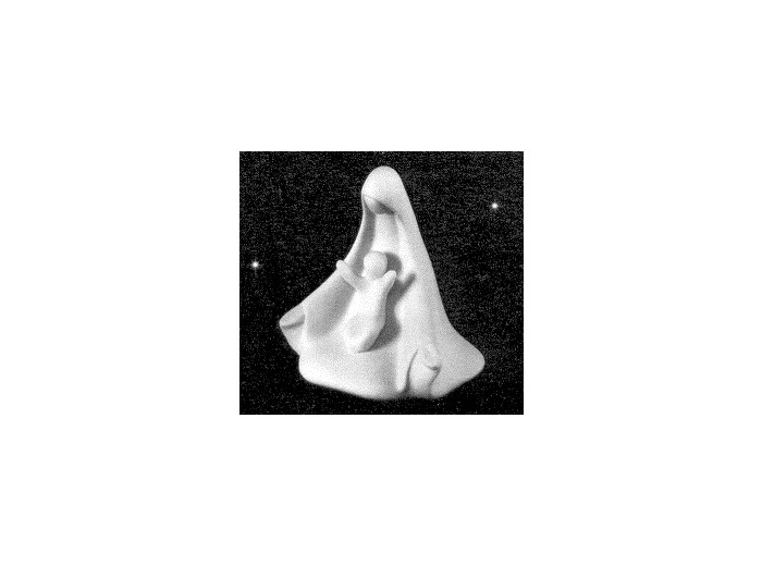 Vierge à l'enfant, agenouillée, mains ouvertes 8cm porcelaine