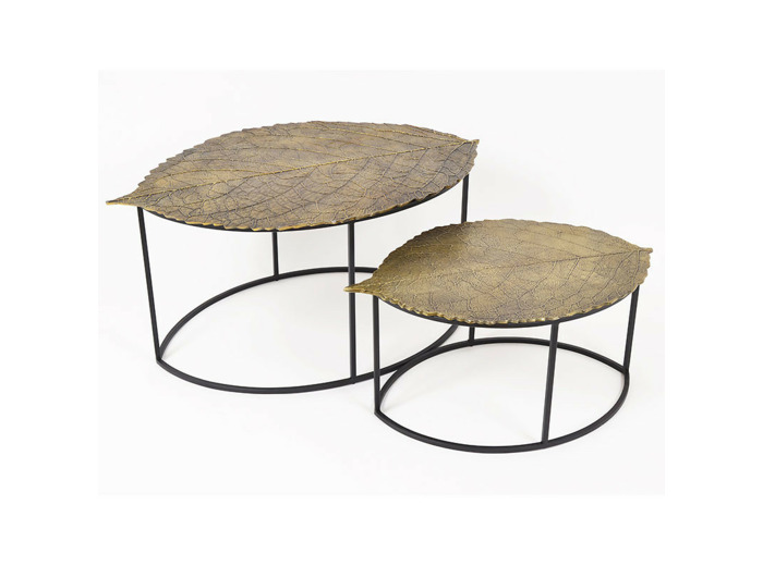 Ensemble de 2 tables basse Erable aluminium 96x60x46cm