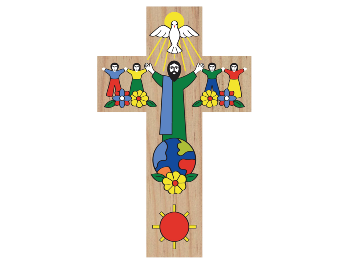 Croix en Teck 150x92x10mm - Paix et Communion