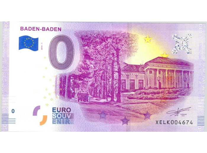 ALLEMAGNE 2019-1 BADEN-BADEN BILLET SOUVENIR 0 EURO TOURISTIQUE  NEUF