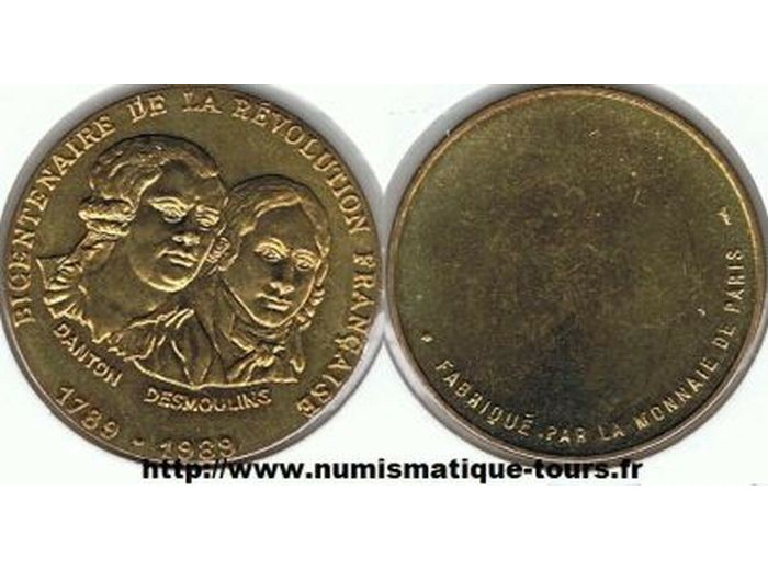 MEDAILLE BICENTENAIRE DE LA REVOLUTION FRANCAISE DANTON et DESMOULINS 1989 SUP