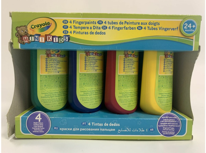 4 TUBES DE PEINTURE AUX DOIGTS MINI KIDS de chez CRAYOLA NEUF