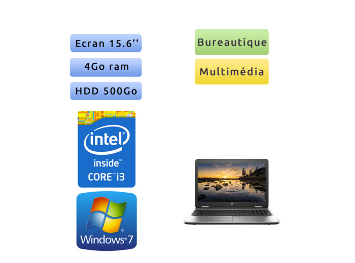 HP ProBook 650 G2 - Windows 7 - i3 4Go 500Go - 15.6 - Webcam - Ordinateur Portable PC - bureautique
