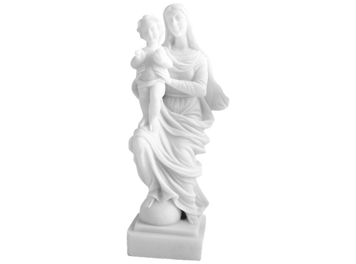 Vierge Protectrice -Statue en albâtre 20cm -Blanche