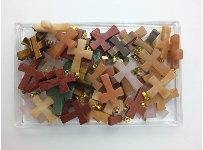 Croix PIERRE 3cm- COLORIS DIVERS