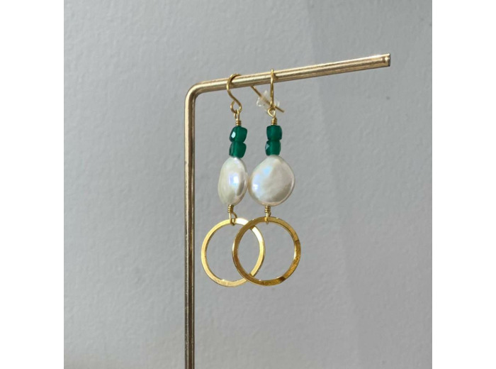 ELOÏSE FIORENTINO Boucle d'oreille Java agate verte