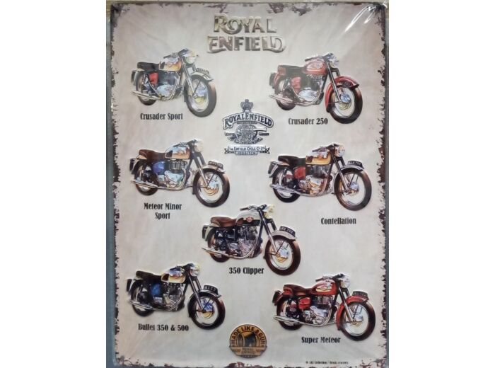 Plaque métal - Motos Royal Enfield - 30x40cm.