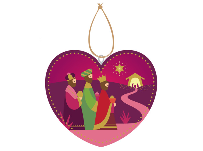 Coeur Fuschia - Les Rois Mages 10cm