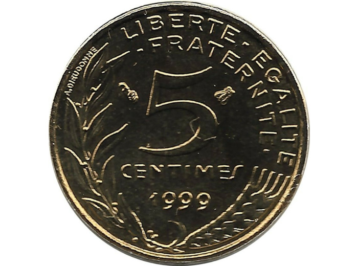 FRANCE 5 CENTIMES LAGRIFFOUL 1999 UNC