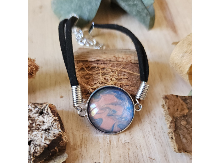 Bracelet en cordon avec pendentif et base ronde (20 mm) en acier inoxydable