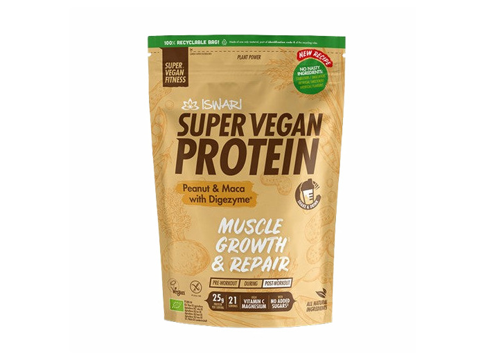 Super Vegan Protein Cacahuète Maca avec DigeZyme® Bio–Iswari