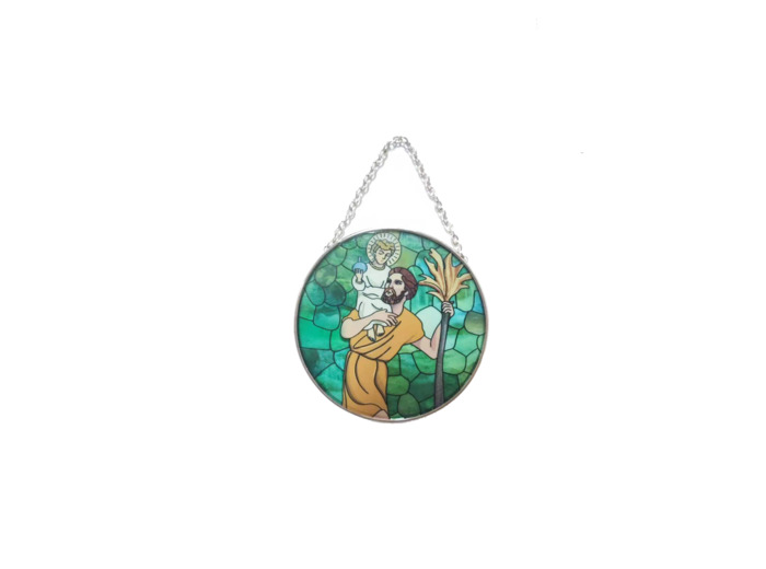 Vitrail Mural en verre D114mm, avec ventouse - ST CHRISTOPHE