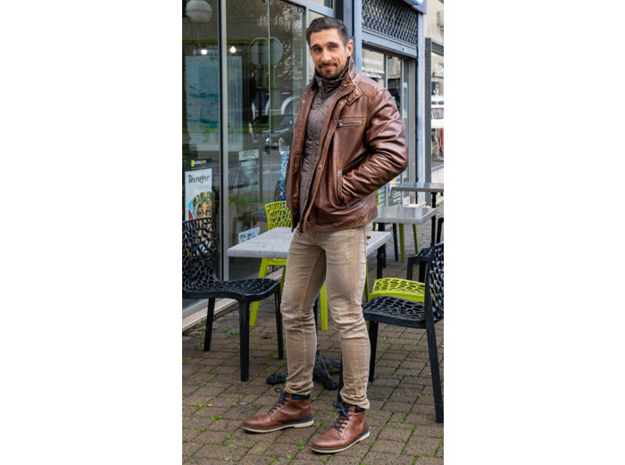 FA9889 Blouson homme cuir marron