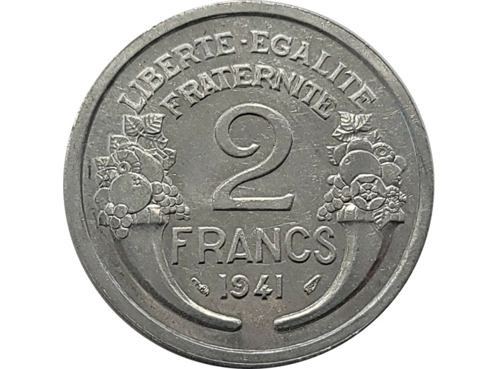 FRANCE 2 FRANCS MORLON ALUMINIUM 1941 SUP (G538)