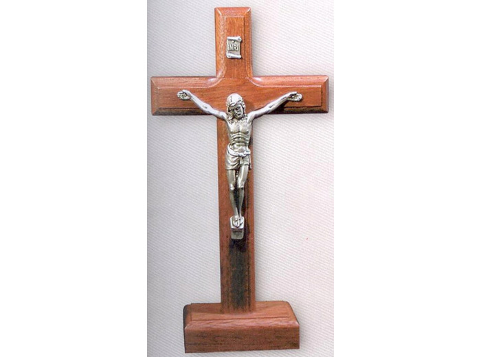 Christ sur PIED- 18cm en hêtre christ argenté