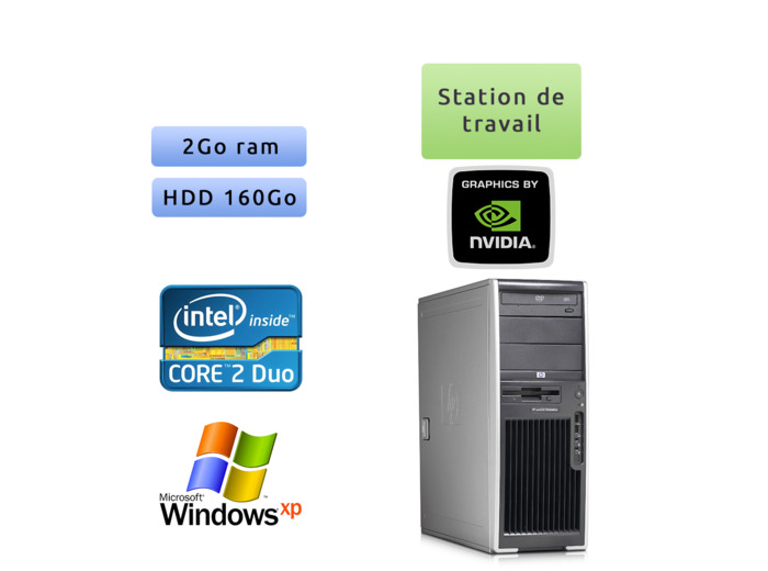 HP Workstation XW4600 - Windows XP - C2D 2Go 160Go - Port Serie et Parallele - Ordinateur Tour Workstation PC
