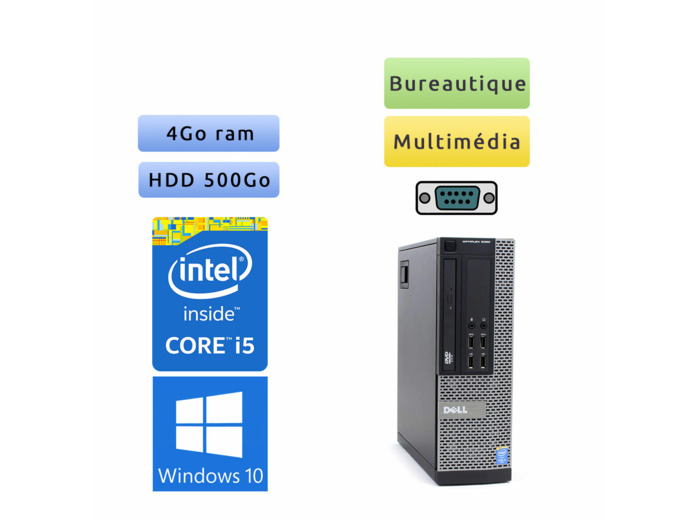 Dell Optiplex 9020 SFF - Windows 10 - i5 4Go 500Go - Port Serie - Ordinateur Tour Bureautique PC